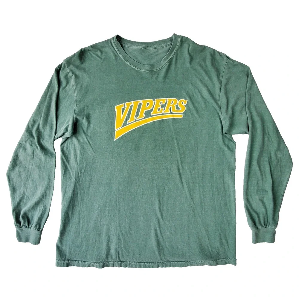 Vipers Graphic Long‎ Sleeve T Shirt Green Crewneck Casual Tee